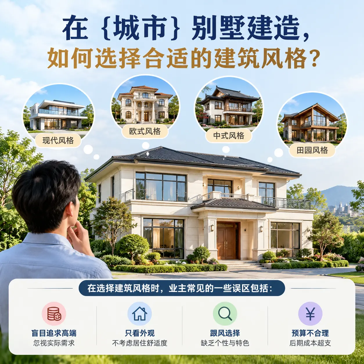在 红花岗 别墅建造，如何选择合适的建筑风格？